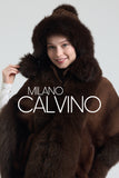 Noelle Knitted Fur Trimmed Luxury Beanie – Çift Ponponlu TaYellowm - Dark Brown - Milano Calvino