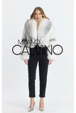 Lopez Special Design Hacimli Dokulu Fur Jacket - Silver - Milano Calvino
