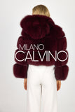 Hooded Fur Jacket Kolları Çıkarılabilir - Bordeaux - Milano Calvino image 5
