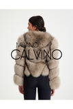 Women’s V Form Zipped Convertible Fur Jacket (Can Be Worn as a Vest) - Beige - Milano Calvino image 6