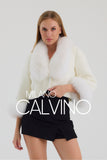 Fur Trimmed Alcantara Short Jacket - White - Milano Calvino image 2