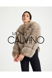Women’s V Form Zipped Convertible Fur Jacket (Can Be Worn as a Vest) - Beige - Milano Calvino image 2