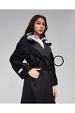 Alpaca Wool, Chinchilla Fur Collar Coat - Black - Milano Calvino image 8
