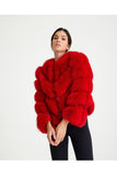 Women’s V Form Zipped Convertible Fur Jacket (Can Be Worn as a Vest) - Red - Milano Calvino