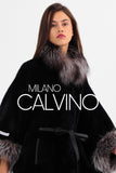 Black Alcantara ve Silver Fur Detaylı Poncho - Milano Calvino image 2