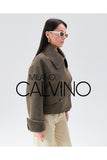 Women’s Oversize Genuine Leather Jacket Jacket - Camel - Milano Calvino image 4