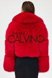 Lopez Special Design Hacimli Dokulu Fur Jacket - Red - Milano Calvino image 4