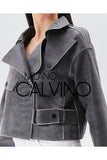 Women’s Genuine Leather Jacket Jacket - Grey - Milano Calvino image 4