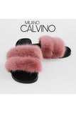 Twin Fur Slipper Mink - Coral Red - Milano Calvino image 2