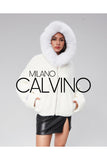 Fur Hooded Jacket Alcantara Kumaş - White - Milano Calvino image 3