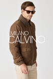 Erkek Bomber Jacket — Curly Post Collarlı, Çıkarılabilir - Hazel Brown - Milano Calvino image 5