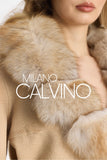 Fur Trimmed Fransız Cashmerei Coat - Camel Beige - Milano Calvino image 8