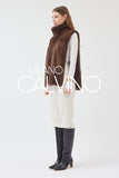 Yüksek Collar Luxury Fur Cape Vest – Mink Brown - Milano Calvino image 8