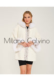 Alcboll Fox White Alcantara Fur Trimmed Coat - Milano Calvino