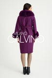 Fur Trimmed Alpaca Coat & Coat ( Plum ) - Milano Calvino image 3