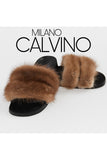 Twin Fur Slipper Mink - Light Brown - Milano Calvino