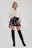 Fur Trimmed Alcantara Short Jacket - White - Milano Calvino image 5