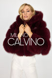 Hooded Fur Jacket Kolları Çıkarılabilir - Bordeaux - Milano Calvino image 8