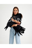 Mink Knitted Fur Shawl - Black - Milano Calvino image 2