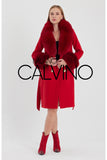 Fur Trimmed Cashmere Coat Red - Milano Calvino image 7