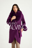 Fur Trimmed Alpaca Coat & Coat ( Plum ) - Milano Calvino