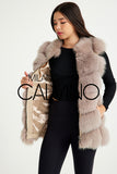 Fur Trimmed Vest 6 Sıra - Dark Beige - Milano Calvino