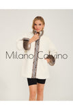 Alcboll White Alcantara Fur Trimmed Coat - Milano Calvino