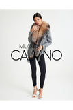 Fur Trimmed Yün Kumaş Short Coat - Grey - Milano Calvino image 5