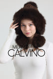 Noelle Knitted Fur Trimmed Luxury Beanie – Çift Ponponlu TaYellowm - Dark Brown - Milano Calvino image 2
