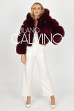 Hooded Fur Jacket Kolları Çıkarılabilir - Bordeaux - Milano Calvino