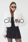 Lopez Special Design Hacimli Dokulu Fur Jacket - White - Milano Calvino image 3