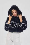 Hooded Fur Jacket Kolları Çıkarılabilir - Midnight Navy - Milano Calvino image 3