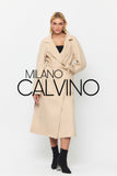 İtalyan Dokuma Alpaca Wool Coat - Light Beige - Milano Calvino