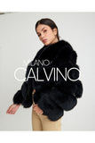 Women’s V Form Zipped Convertible Fur Jacket (Can Be Worn as a Vest) - Black - Milano Calvino image 7