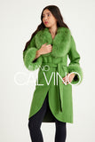 Fur Trimmed Alpaca Coat & Coat ( Açık Green ) - Light Green - Milano Calvino