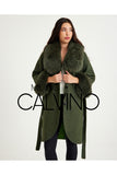 Fur Trimmed Alpaca Coat & Coat ( Haki ) - Khaki - Milano Calvino image 2