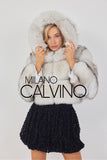 Hooded Fur Jacket Kolları Çıkarılabilir - Naturel White - Milano Calvino image 7