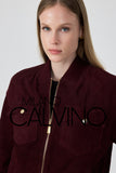 Genuine Suede Varsity Jacket – Burgundy - Milano Calvino image 8