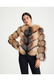 Women’s V Form Zipped Convertible Fur Jacket (Can Be Worn as a Vest) - Gold - Milano Calvino
