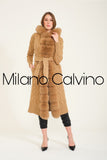Fur Trimmed Long Triko Cardigan (Beige) - Milano Calvino