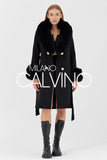 Fur Trimmed Cashmere Coat Black Cash-doble - Milano Calvino