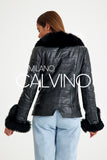 Fur Trimmed Leather Jacket - Black - Milano Calvino image 4
