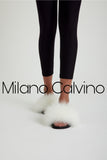 Fur Trimmed Slipper - White - Milano Calvino