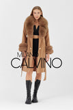 Fur Trimmed Cashmere Coat ( Camel ) - Milano Calvino