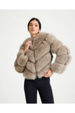 Women’s V Form Zipped Convertible Fur Jacket (Can Be Worn as a Vest) - Beige - Milano Calvino