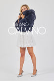 Hooded Fur Jacket Kolları Çıkarılabilir - Storm Blue - Milano Calvino image 3