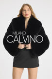Lopez Special Design Hacimli Dokulu Fur Jacket - Black - Milano Calvino image 5