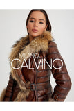 Fur Trimmed Leather Jacket - Brown with Raccoon Trim - Milano Calvino image 5