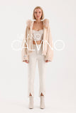 Fur Hooded Jacket Alcantara Kumaş - Peach - Milano Calvino image 4