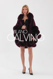 Fur Trimmed Cashmere Poncho - Bordeaux - Milano Calvino image 6